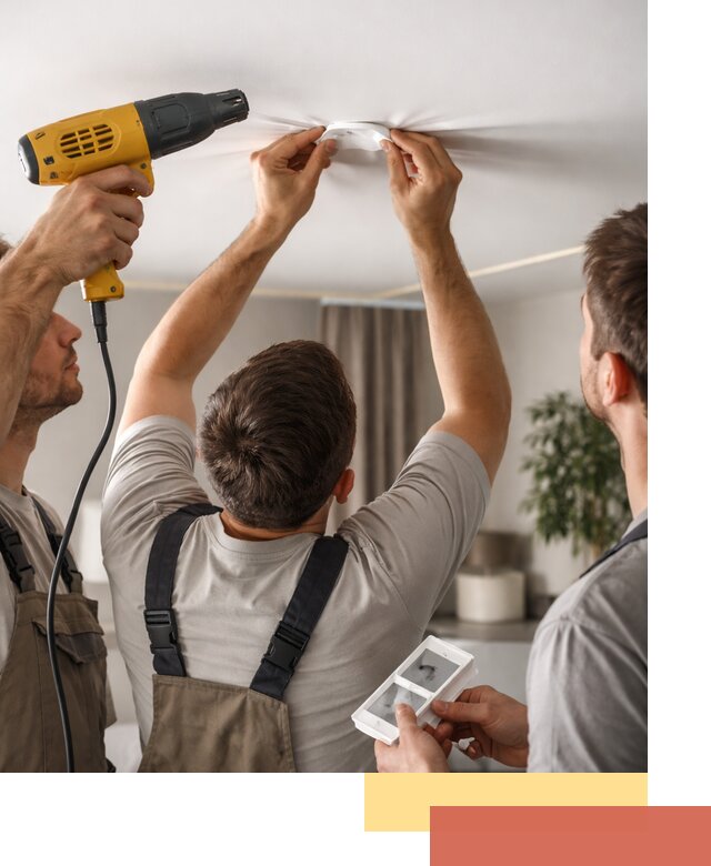 Ремонт прокола полотна натяжного потолка в Южноуральске