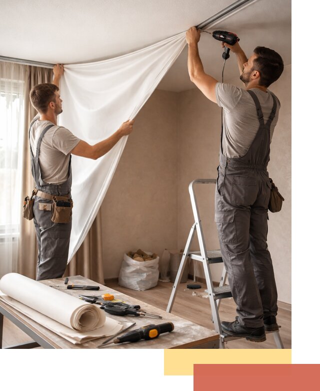 Замена полотна натяжного потолка в Южноуральске быстро и качественно