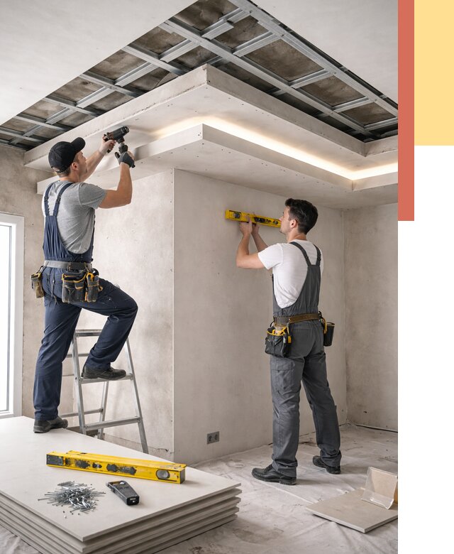 Двухуровневый потолок из гипсокартона в Южноуральске от 1586 руб. под ключ | ОТДЕЛОЧНИК-Жрк