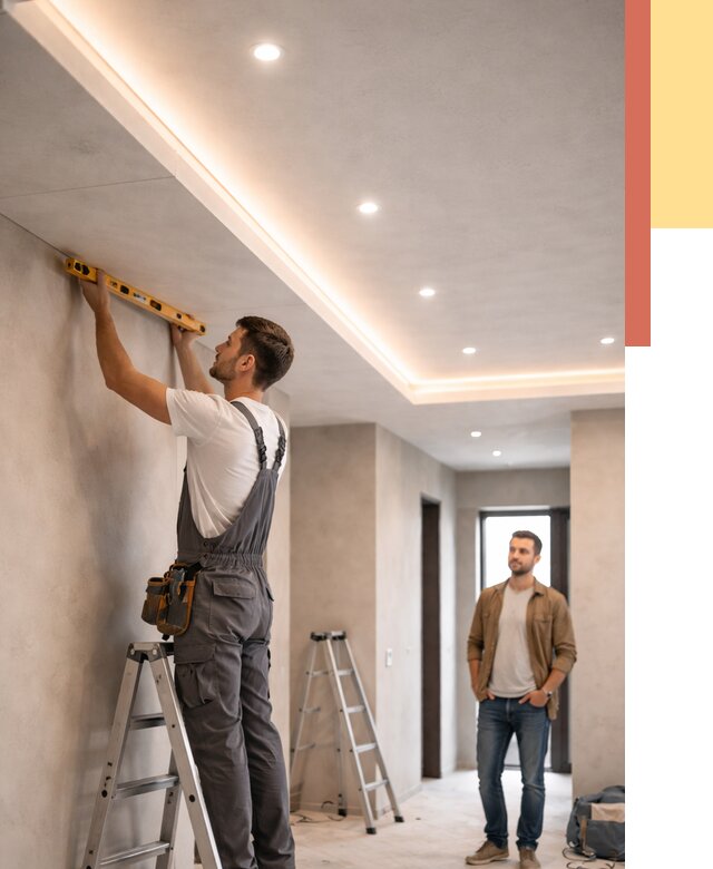 Потолок из гипсокартона с подсветкой в Южноуральске от 820 руб./м2 под ключ | ОТДЕЛОЧНИК-Жрк