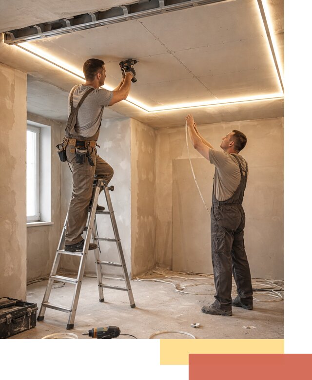 Потолок из гипсокартона с подсветкой в Южноуральске