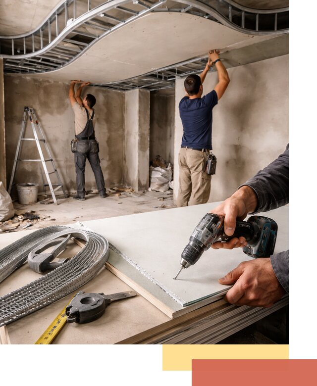 Криволинейный потолок из гипсокартона в Южноуральске — монтаж и отделка