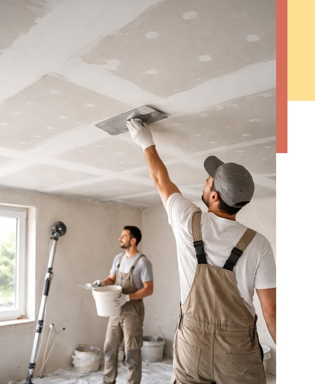 Шпаклевка потолка из гипсокартона в Южноуральске от 3500 руб./м2 — услуги под ключ | ОТДЕЛОЧНИК-Жрк