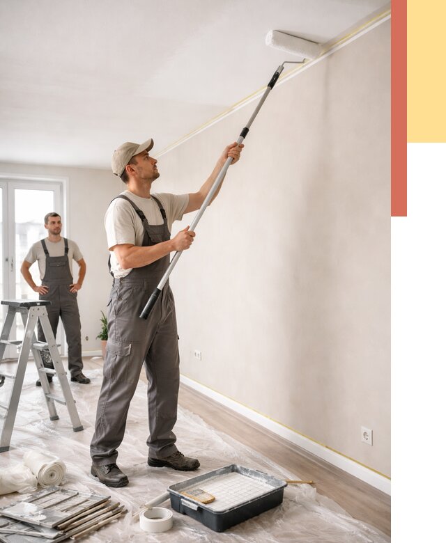 Покраска потолка из гипсокартона в Южноуральске от 4921 руб./м2 — услуги под ключ | ОТДЕЛОЧНИК-Жрк