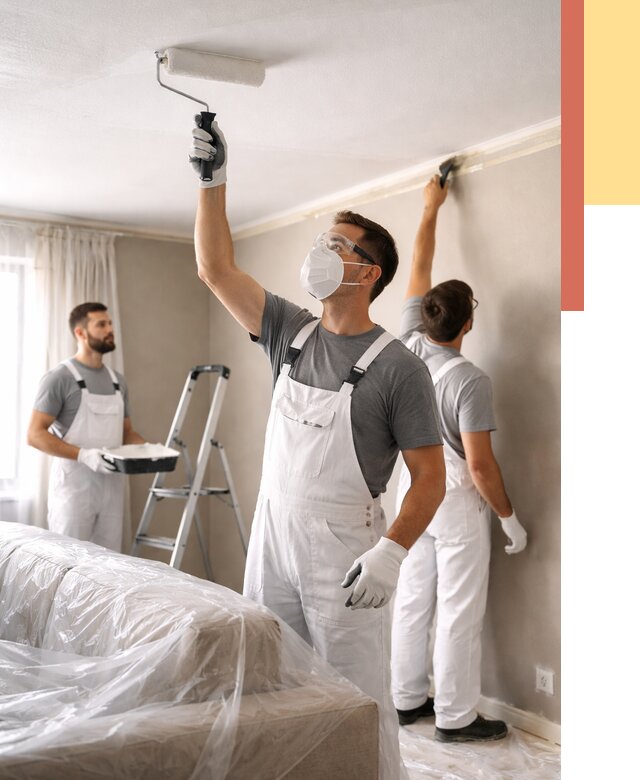 Покраска потолка водоэмельсионной краской в Южноуральске от 2406 руб/м² — услуги под ключ | ОТДЕЛОЧНИК-Жрк